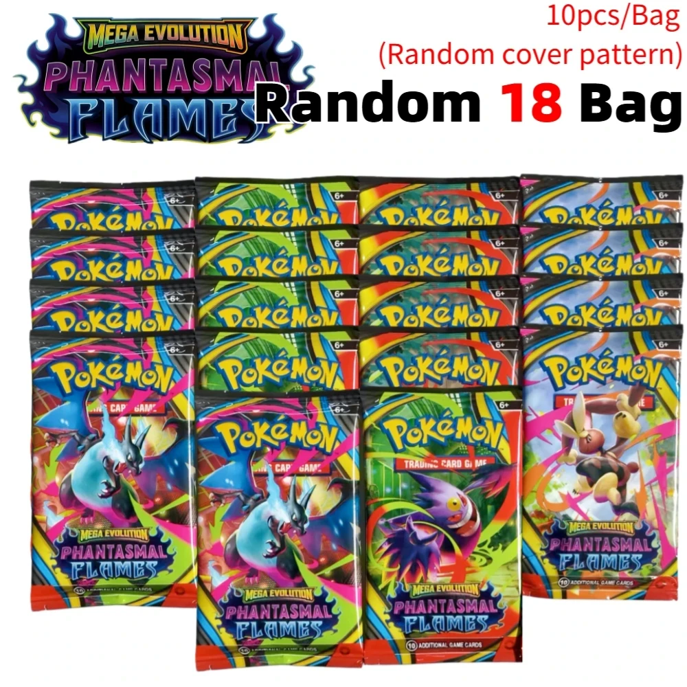 360 Stück/Box Pokemon-Karten MEGA EVOLUTION Phantasmal Flames Spiel Cartoon Englisch Booster Kampf-Sammelkarten Geschenk