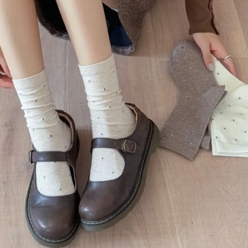 

Women's New Autumn-winter Mid-length Stockings with Polka Dots, Long Stockings, Trendy, Casual and Simple Cotton Socks