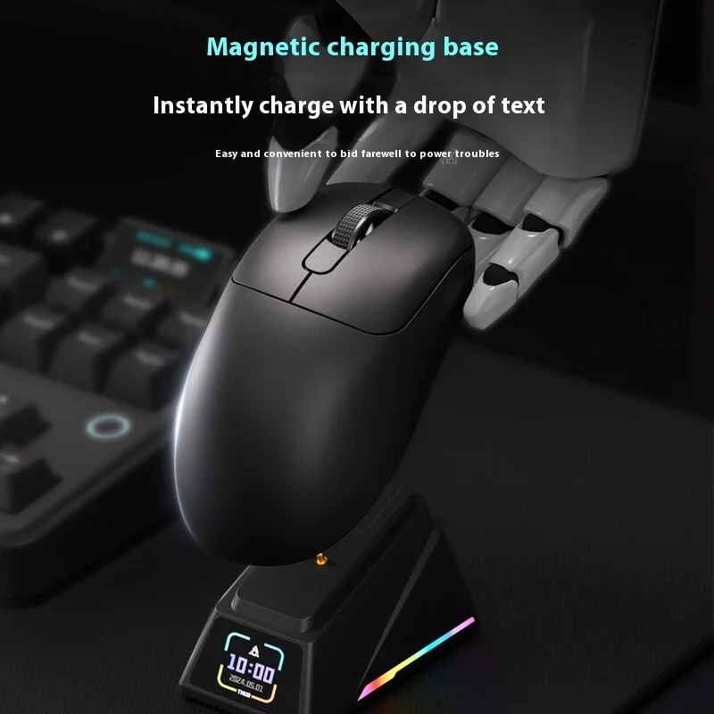 Imagem -04 - Ajazz-wireless Gaming Mouse 8k Return Paw3950 Tela Personalizada Tri Modes Rgb Lightpeso Escritório Presentes pc Gamer Aj179 Apex