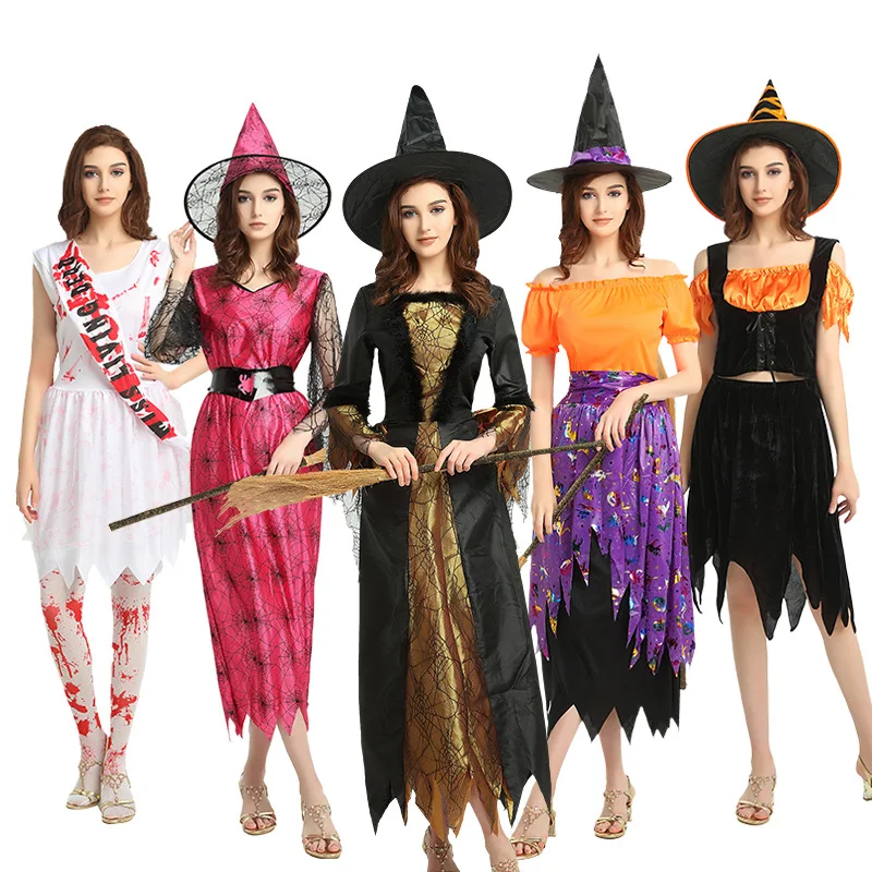 ชุดคอสเพลย์วันฮาโลวีน ชุดแม่มด ชุดการแสดงพื้นเมืองสำหรับผู้หญิง ผลิตในจีน