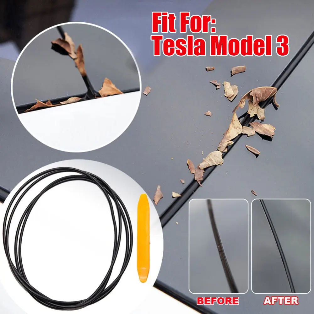 

1Pc 280cm Black Car Roof Windshield Noise Lowering Guard Sealing Ring Strip Sticker Auto Exterior Accessories for Tesla Model 3