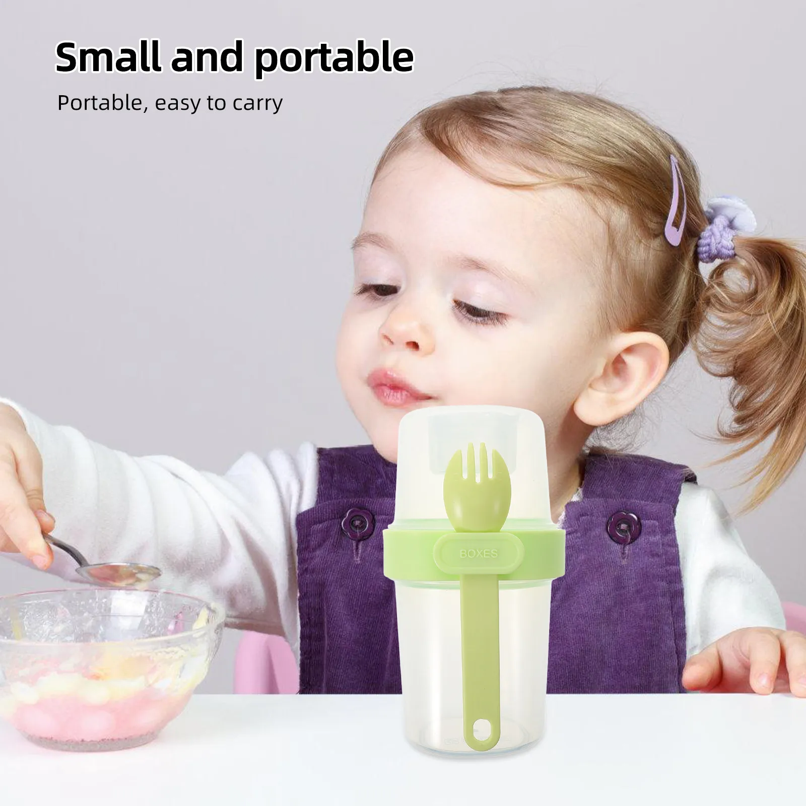 

Портативный двухслойный стакан для овсянки для детей с герметичной крышкой и ложкой, контейнер для завтрака, многоразовый стакан для йогурта, парфе и закусок