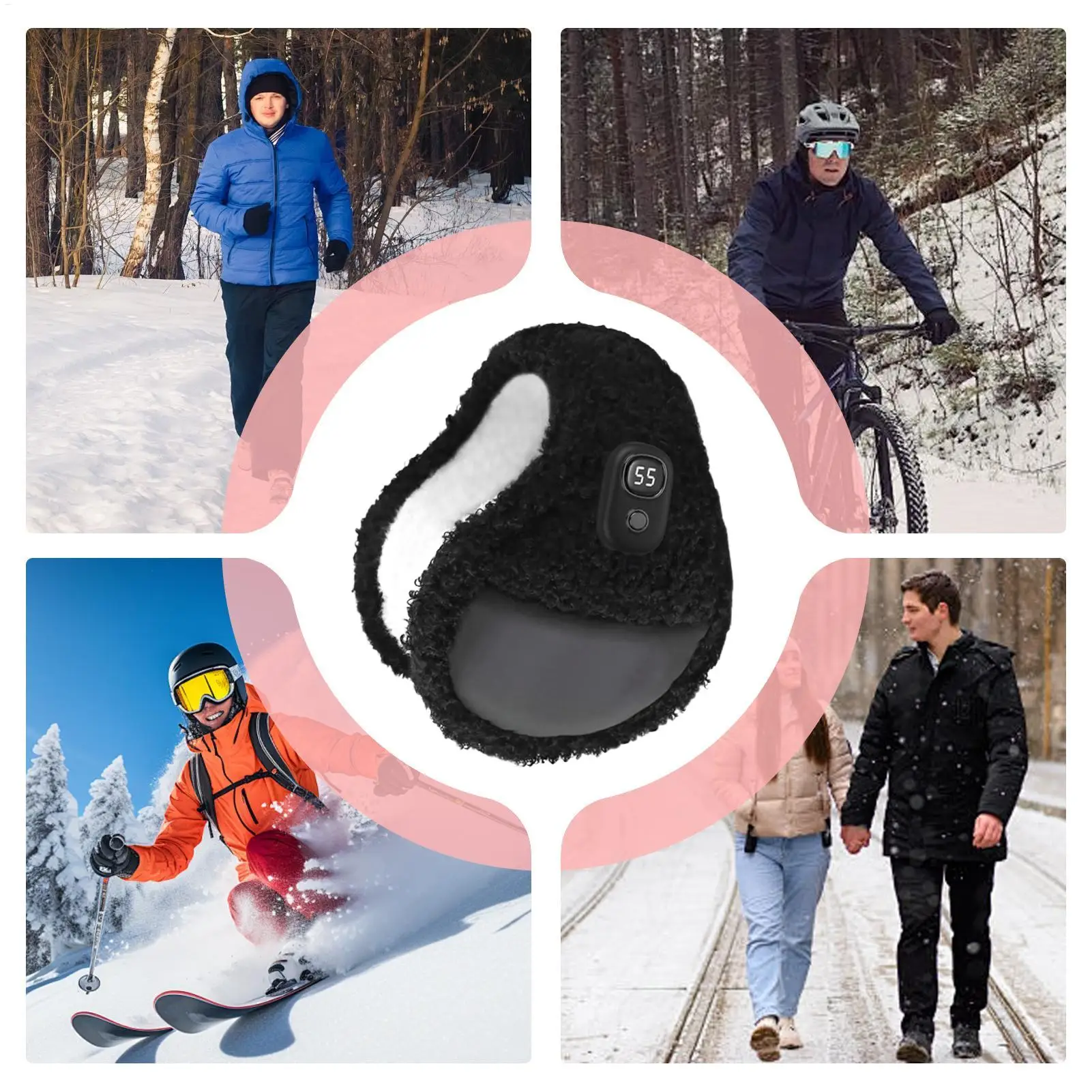 غطاء للأذنين ساخن قابل لإعادة الشحن لتدفئة الأذن 3 إعدادات للحرارة قابلة للطي لحماية الأذن في الشتاء للرجال والنساء والتزلج على الجليد