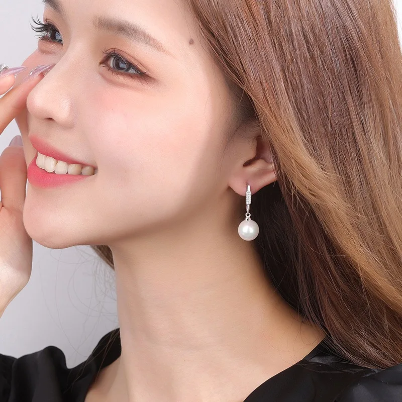 Andara 925 Sterling Silver Pearl Earrings for Women Elegant Wedding Engagement Party Fashion Jewelry Accessory Gift