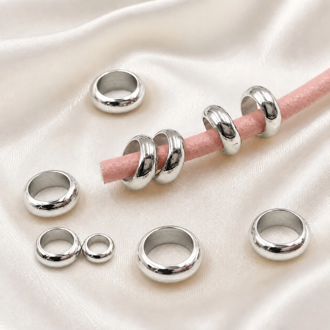 50pcs Diameter 2 3 4 5 6 8 mm Stainless Steel Spacer Beads Gold Color Big Hole Stopper Beads Necklace Bracelet Jewelry Making