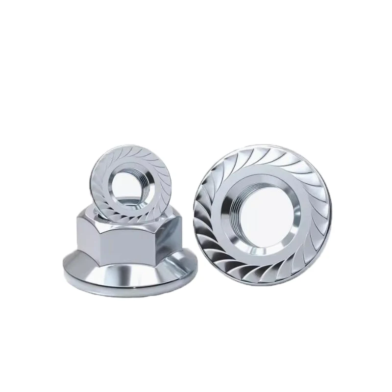 Galvanized Iron Flange Nut Hexagon Anti-slip and Anti-loose with Cushioned Teeth Screw Nut M3 M4 M5 M6 M8 M10 M12 M14 M16