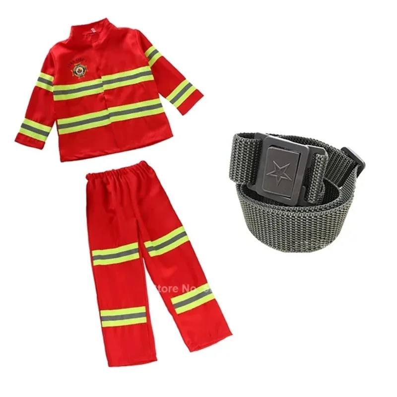 Fireman Costumes Children Professional Hero Tools Clothing Halloween Cospaly Firefighting Suits Children Toys Gifts