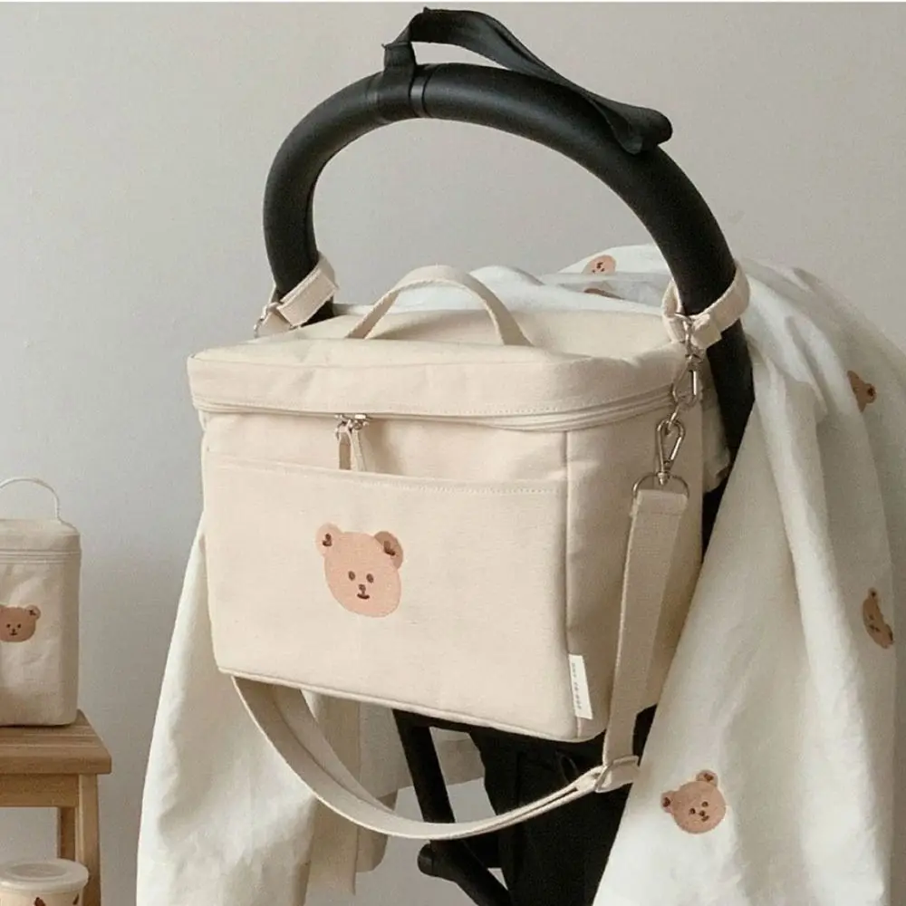 Orso Borsa per passeggino Portaoggetti multifunzionale Cartone animato Organizzatore per passeggino Accessori per passeggino in stile coreano