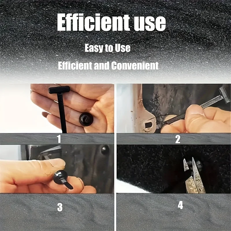 100/200pcs Multifunctional Nylon Cable Tie Clamp with Fixing Nails - Self-Locking Buckle for Auto Repair & Wire Management