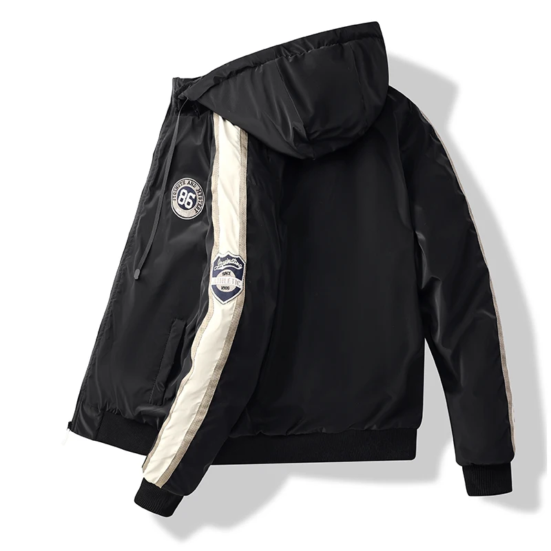 Gorasion Men's Autumn Winter Fashion Cotton Padded Jackets Thick Fleece Hooded Jackets Solid Color High Quality Casual Jackets