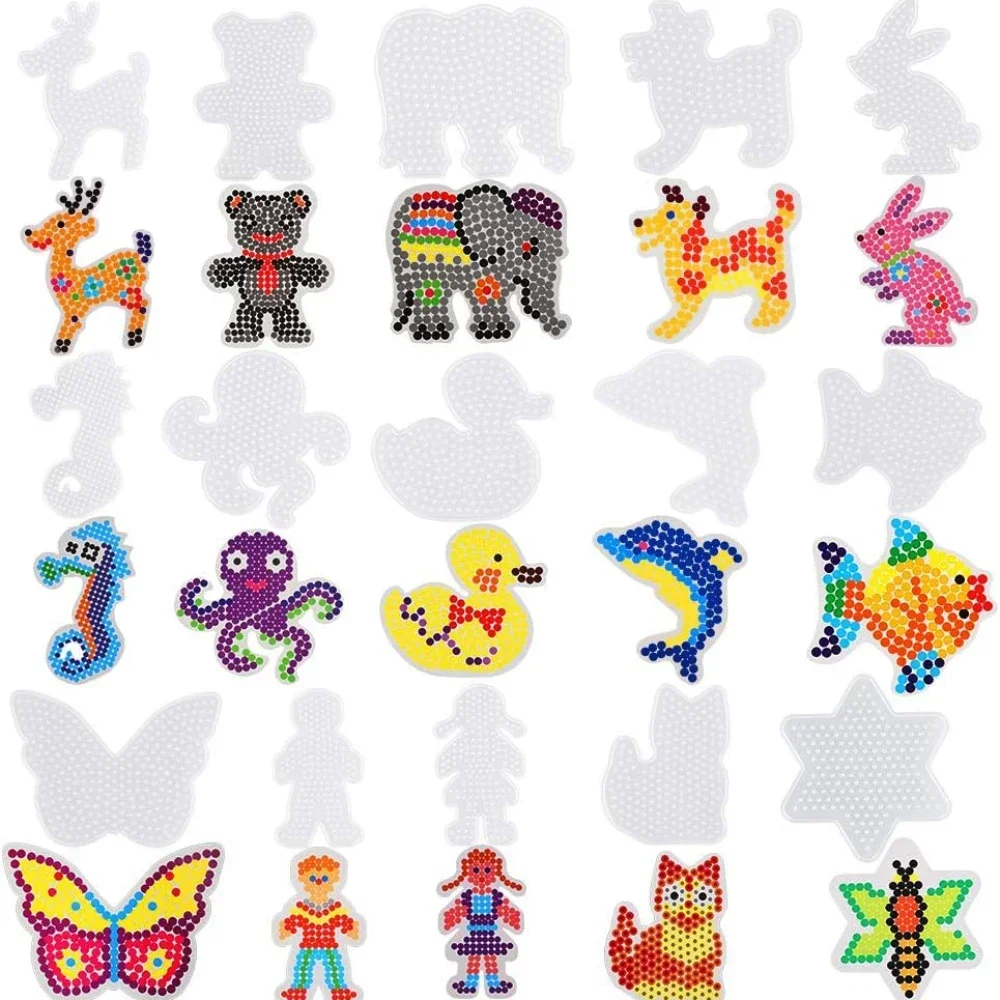 

15 шт., бусины-предохранители, 5 мм, прозрачные пластиковые пегборды с разноцветными карточками, детские игрушки для рукоделия, Perler Hama Beads Pixel Puzzle