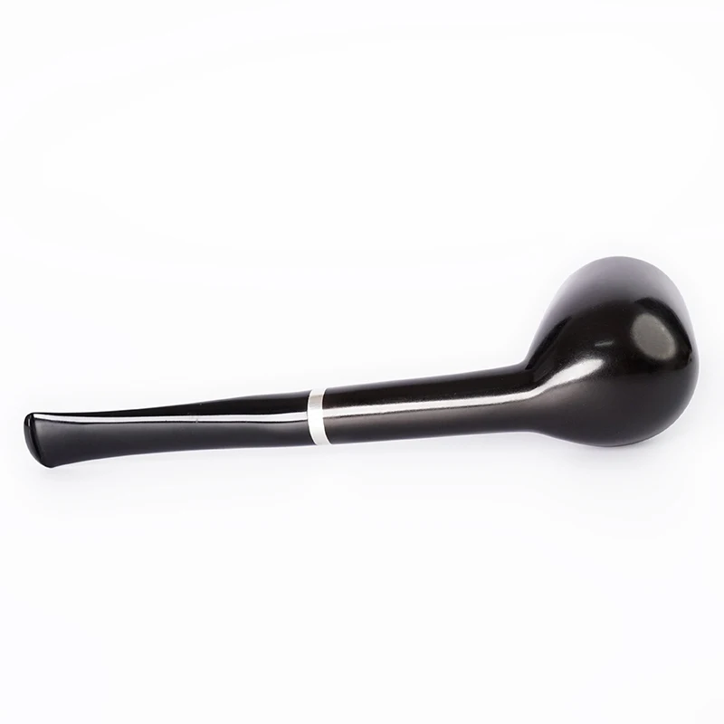 MUXIANG Briar Tobacco Pipe Handmade Smoke Wood Pipe Straight handle billiard pipe vulcanized rubber pipe mouth silver ring