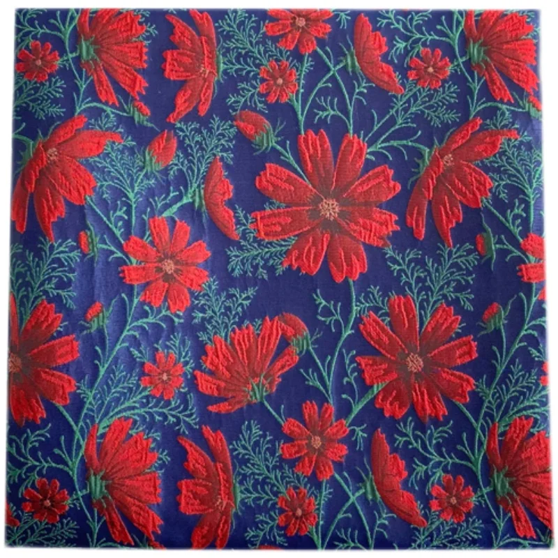 1yard Yarn-dyed Brocade Jacquard Dark Red Gesang Flower Embossed Fabric Pleated Tutu Skirt Fabric Bags Handmade DIY Sewing Cloth view 5