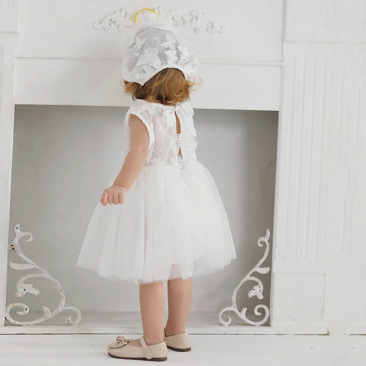 Baby Tauf kleid mit Hut Schmetterling Spitze erste Geburtstags feier Prinzessin Kleider für Mädchen Kleinkind Sommer Kostüm 0-2y