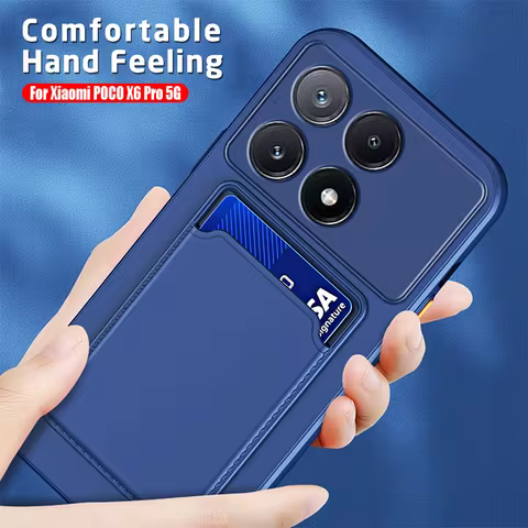 Card Holder Wallet Case For Xiaomi Poco X6 X5 Pro X3 NFC F6 C65 Coque For Mi 13T 12T 11T 11 Lite 5G Liquid Silicone Phone Cover
