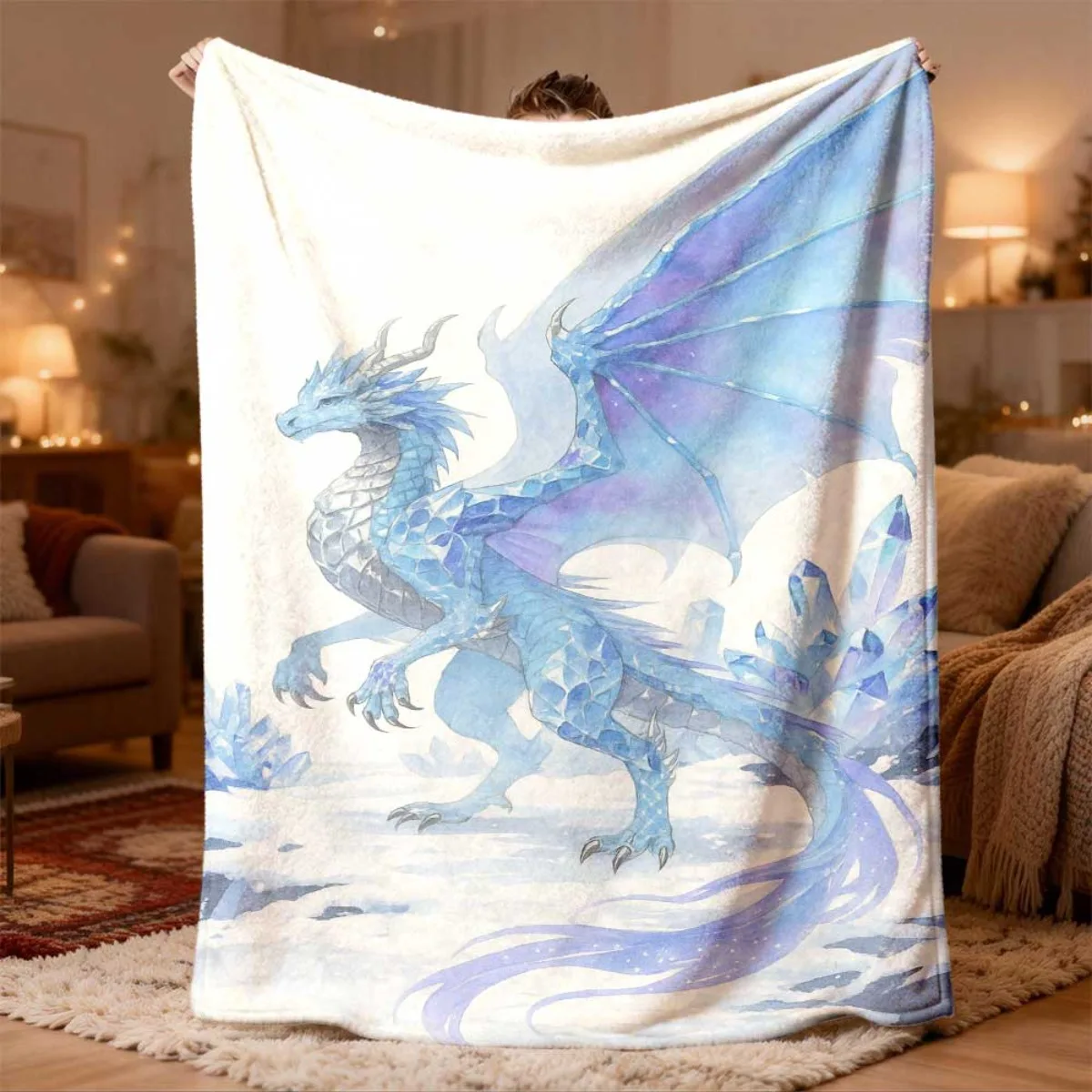 Ultra Soft Dragon Fantasy Throw Blanket Cozy Nap Blanket Plush Fleece Winter Gift Decor Living Room Couch Accessory