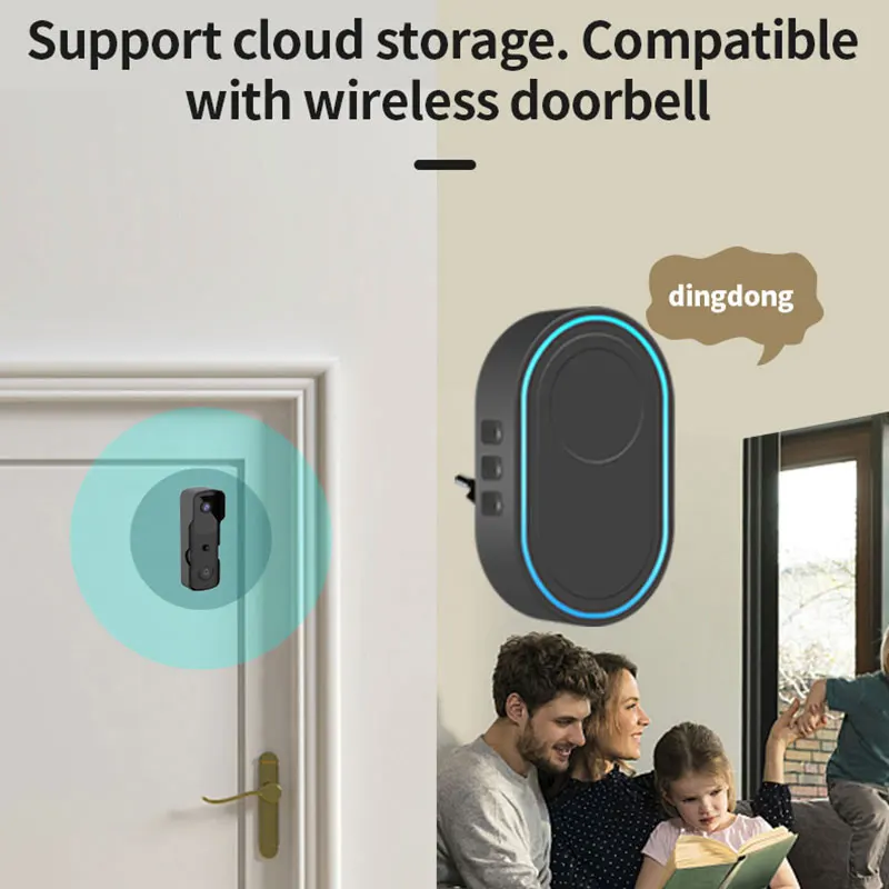 2MP Wifi Video Doorbell 1080P HD Camera Outdoor Wireless Door Bell Welcome Night Vision Intercom Voice Smart Home Security Alarm