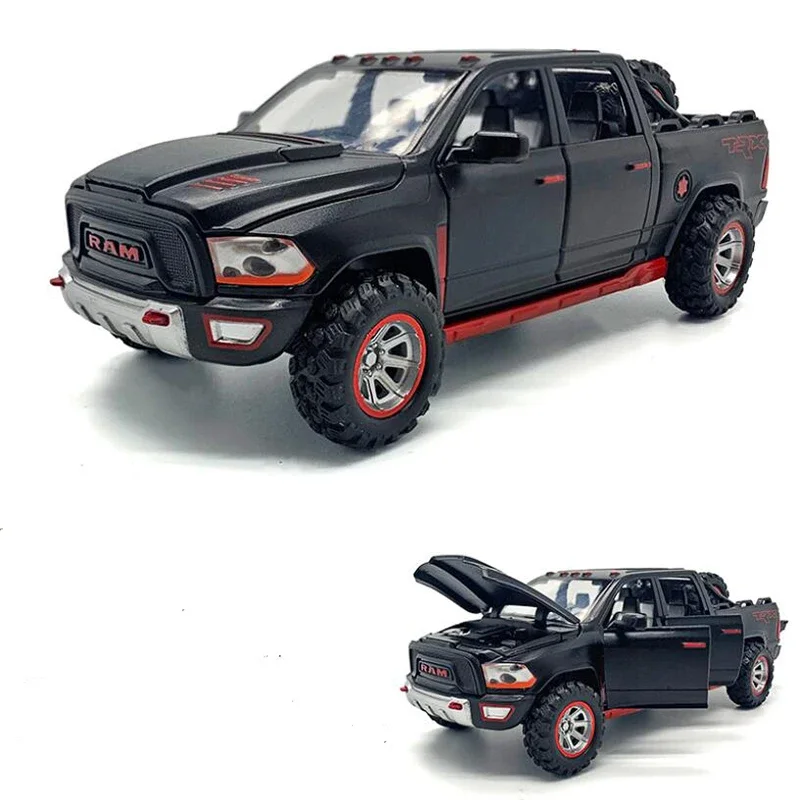 1:32 Alloy Dodge Ram TRX Pickup Car Model Metal Diecast Vehicle Sound And Light Pull Back Car Collection Toys For Children Gifts