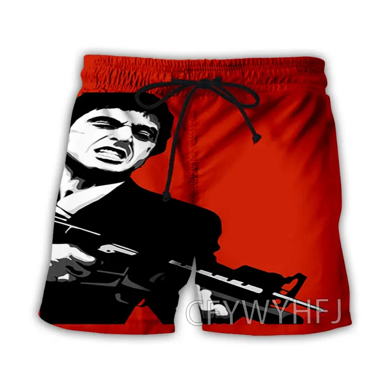 Summer Men's New Scarface Print Drawstring Waist Board Shorts Fashion Swim Trunks 3D Print Breathable Short Streetwear