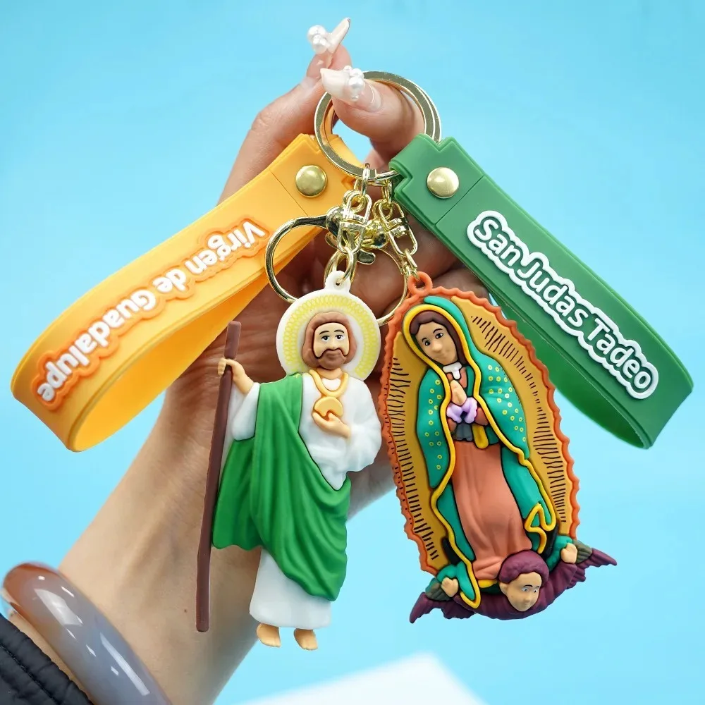 New Cute Doll Jesus Keyring Matryoshka Doll Virgin Mary Car Key Chain Jesus Silicone Doll Keyring Holiday Gifts