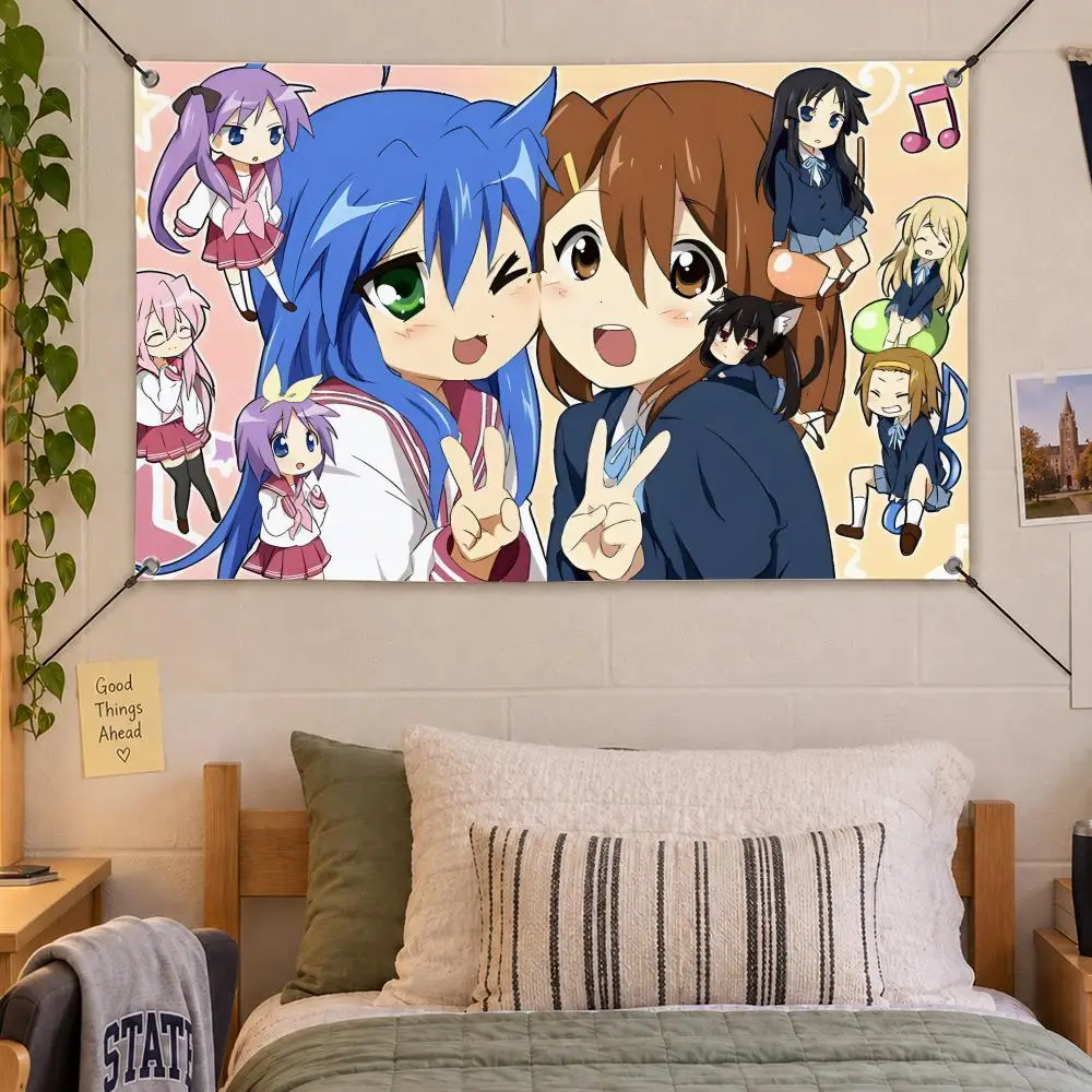 Anime Popular Classic TV Lucky Star Flags Decorative Flag Banner Indoor Bedroom Dorm Gaming Room Wall Party Club Decor Fan Gift