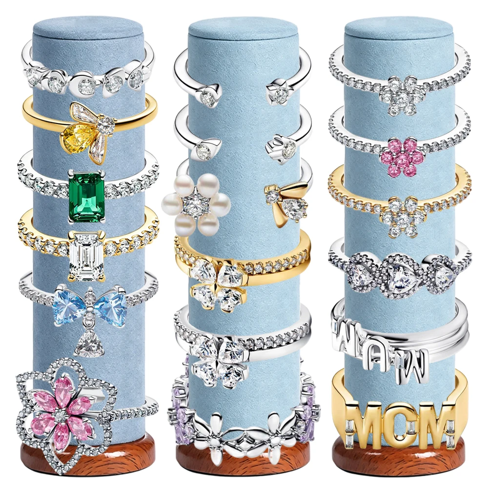 2026 New 925 Silver Sparkling Lucky Cocktail Mom Talisman Heart Shaped Colorful Chakra Ring DIY Exquisite Charm Jewelry Gift