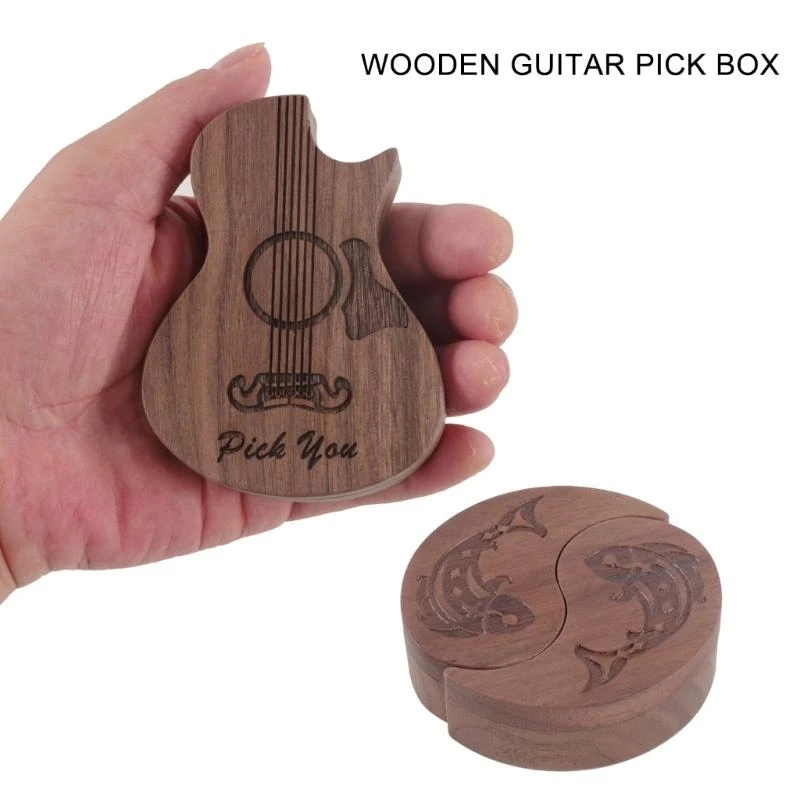 Portable Guitar Pick Box Holder Rotating Open Guitar Pick Collector Gift