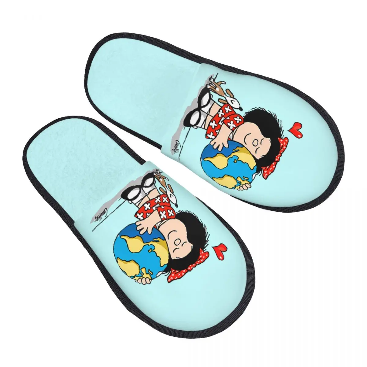 

Уютные тапочки Mafalda World And Her Puppy с эффектом памяти, женские тапочки Quino Comic Cartoon, домашняя обувь для отеля