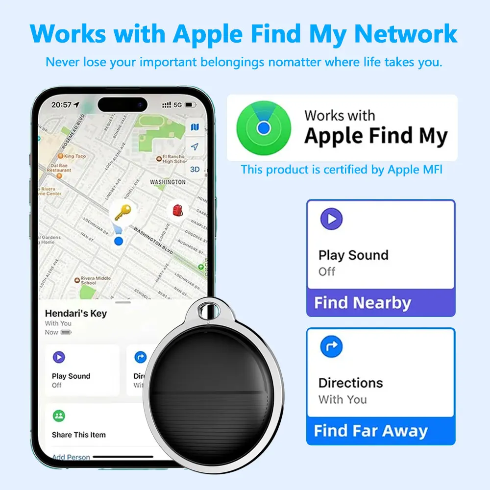 Smart Bluetooth Mini GPS Tracker With Spring Coil Works with Find My APP Anti Lose Reminder Device for Iphone Tag Locator