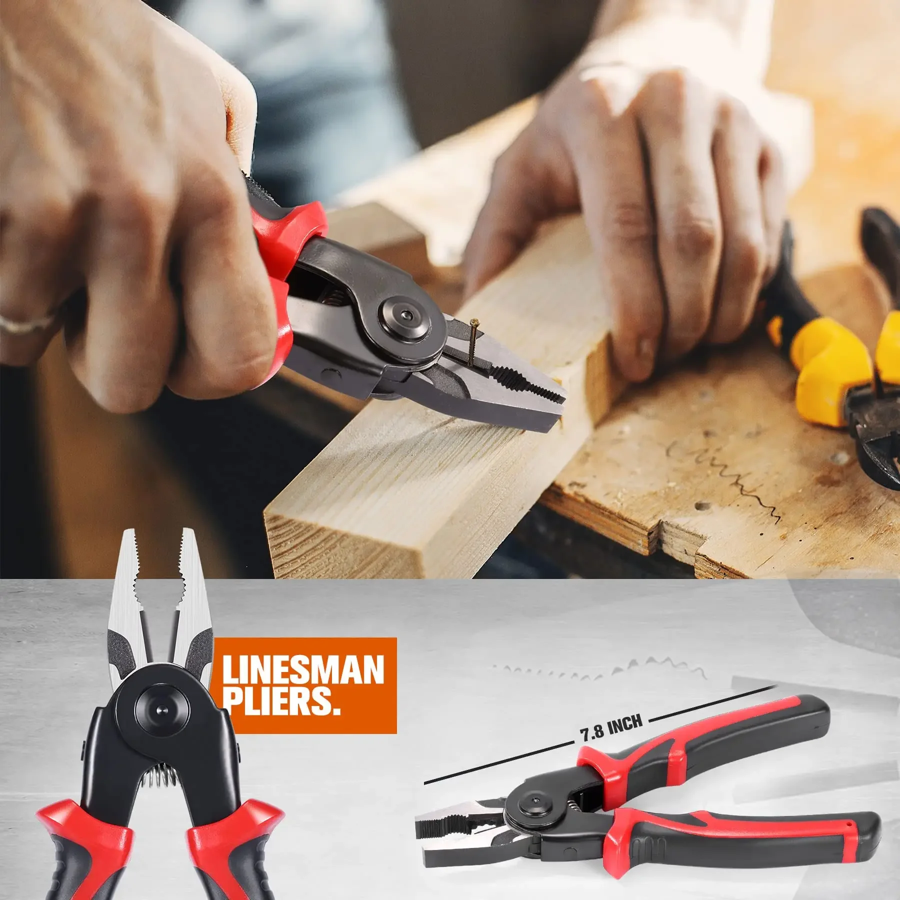 5 In 1 Versatile Tool Kit Plier Tool Set with Linesman Plier Wire Stripper Crimping Tools Sheet Metal Shear and Diagonal Plier