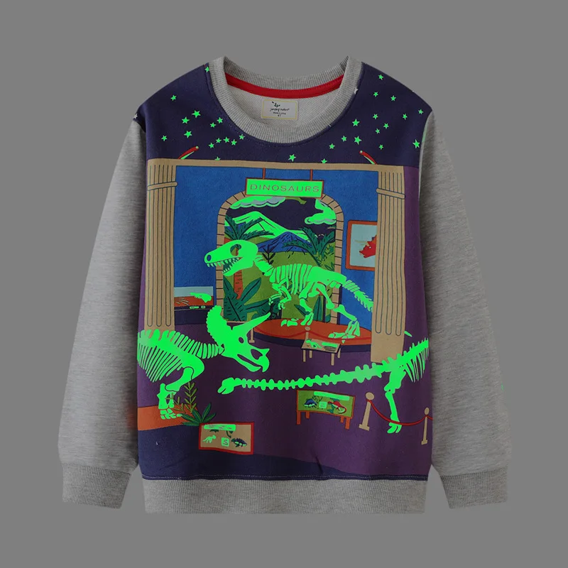 Little maven 2024 Luminous Sweatshirt Cotton Autumn Dinosaur New Fashion Baby Boys Tops for Kids 2-7 year