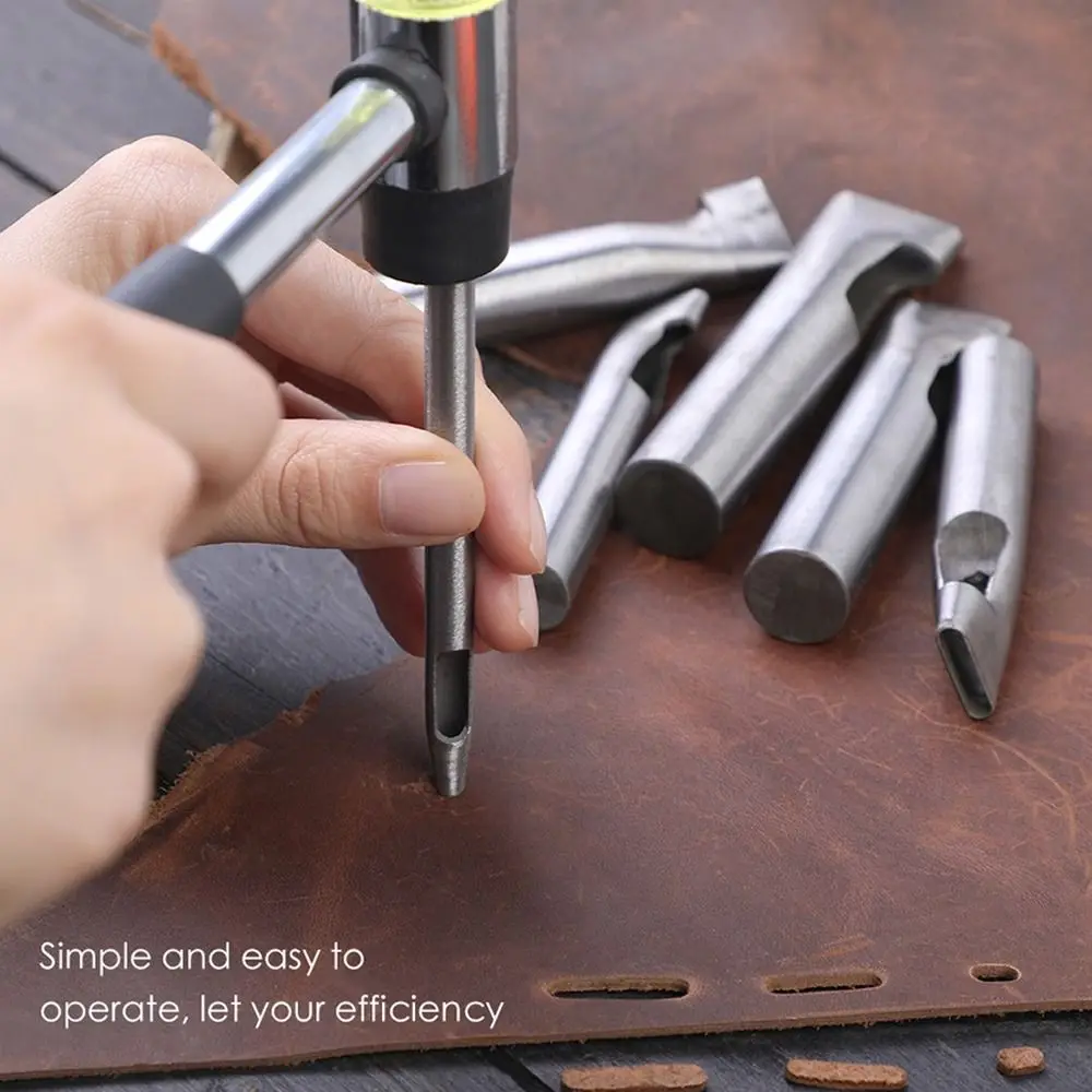 1Pcs DIY Tools Leather Hole Puncher Durable Leather Belt Hollow Hole Ellipse Punch Craft Steel Oval Hole Punch