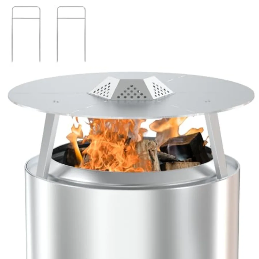 

Heat Deflector for Solo Stove Yukon '' Deflector with Carryg Hook Handle and 3 Legs Detachable Fire Pit Pellet Adapter Diffuser