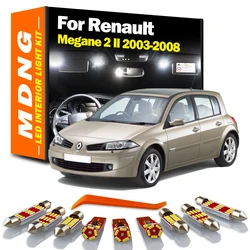 MDNG 16Pcs LED Interior Door Map Trunk Dome Light Kit For Renault Megane 2 II MK2 2003 2004 2005 2006 2007 2008 Car Reading Bulb