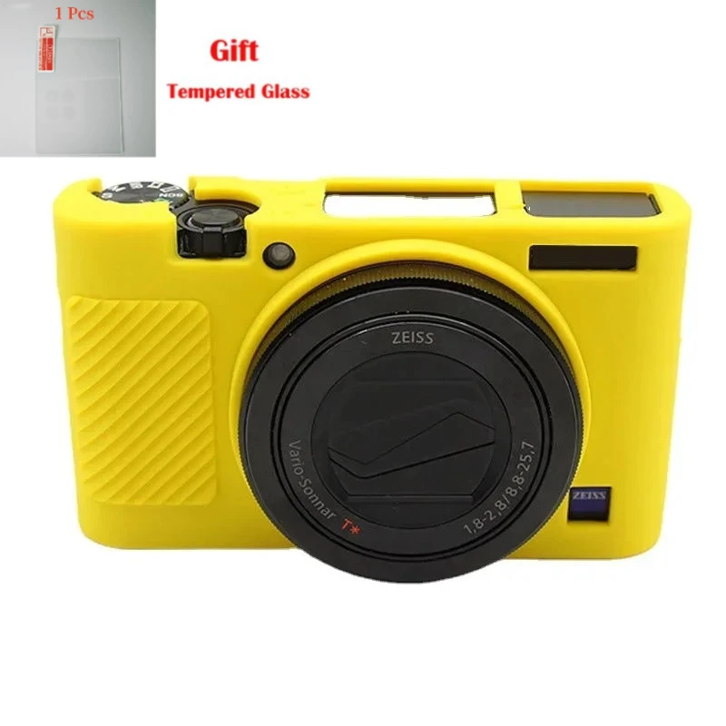 

For Sony RX100III IV/ V/ VI / VII , Rubber Silicone Cover SkinProtective Soft Silicone Camera Case + free tempered film