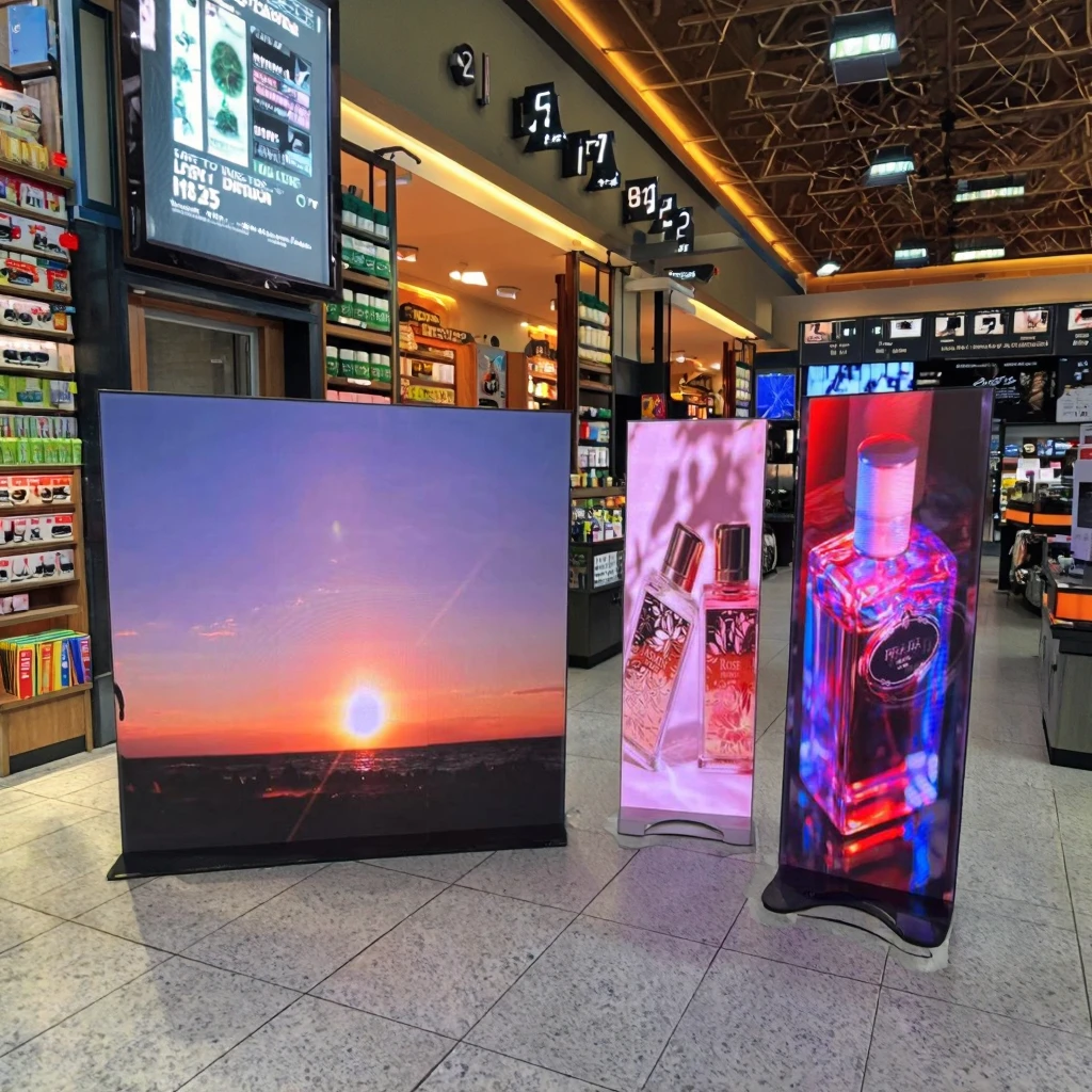 customize P1.8 Gob Air Box Indoor LED Graphics Display Screen Floor-Standing Menu Boards for Retail & Shopping Malls