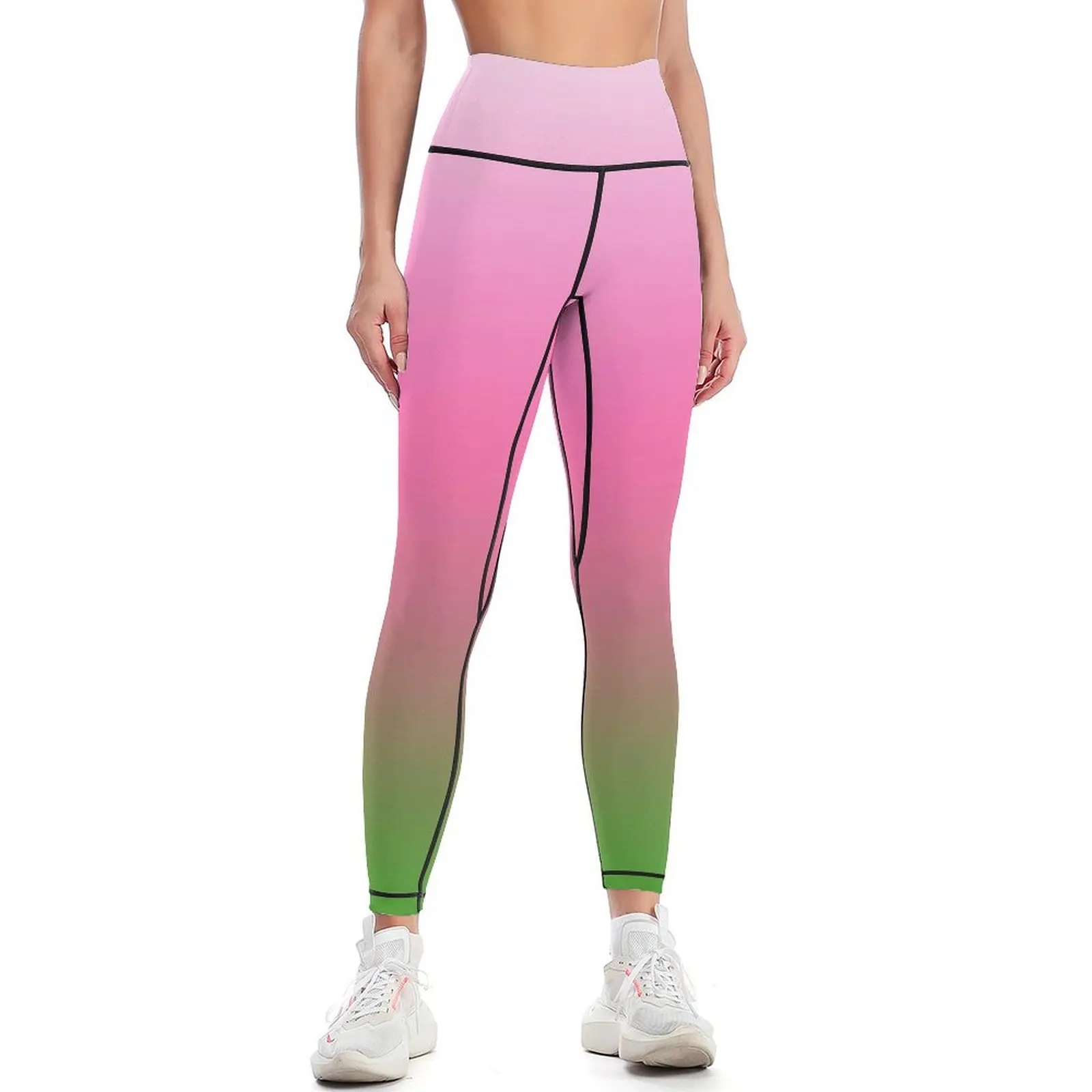 

Ombre White to Pink to Green Leggings Jogger pants Women sports Womens Leggings