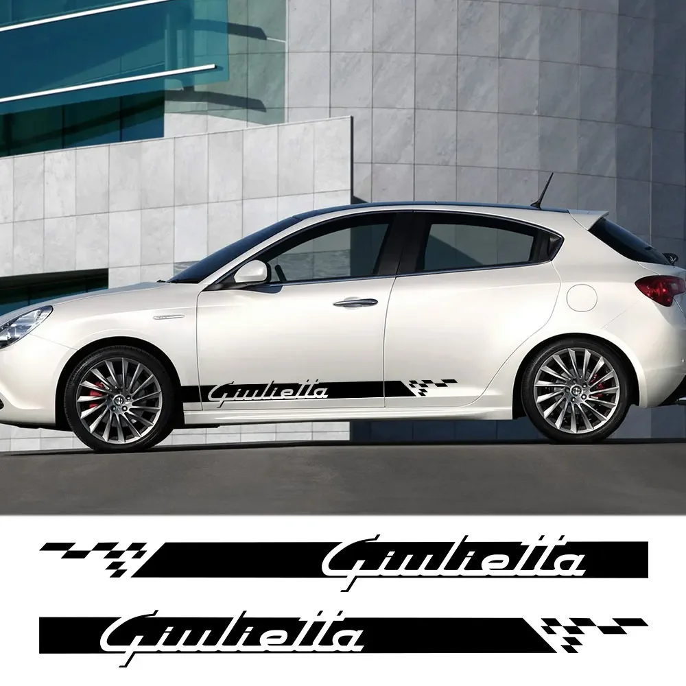 2PCS Car Door Side Stickers For Alfa Romeo Giulietta 940 Veloce Hatchback Auto Tuning Accessories Long Stripes Vinyl Film Decals