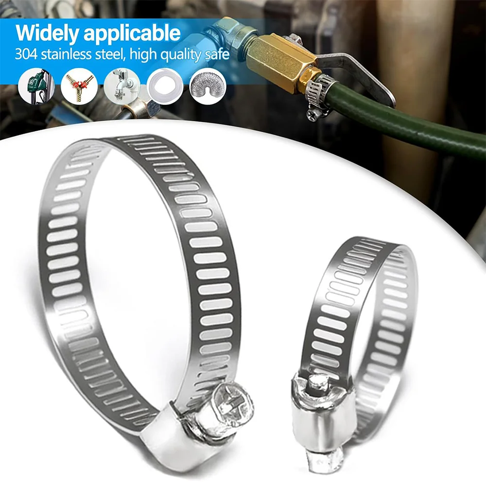 10Pcs 호스 클립 파이프 클램프 스테인레스 스틸 후프 클램프 호스 304 스테인레스 스... - 1