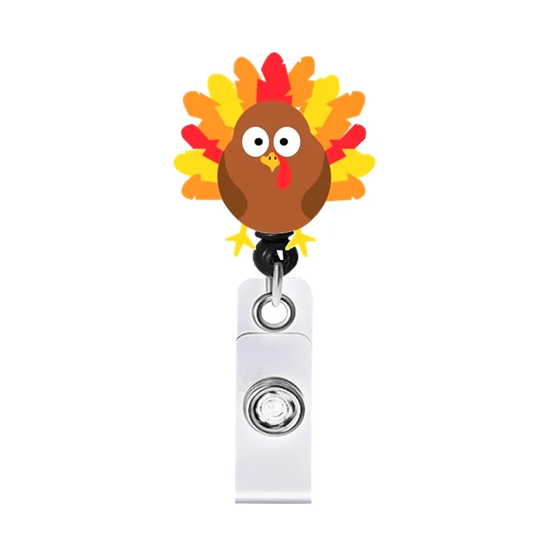 2024 Turkey Face Thanksgiving Day Badge Reels Color Popular Holiday Halloween Pumpkin Nurse Id Clips enfermera en apuros