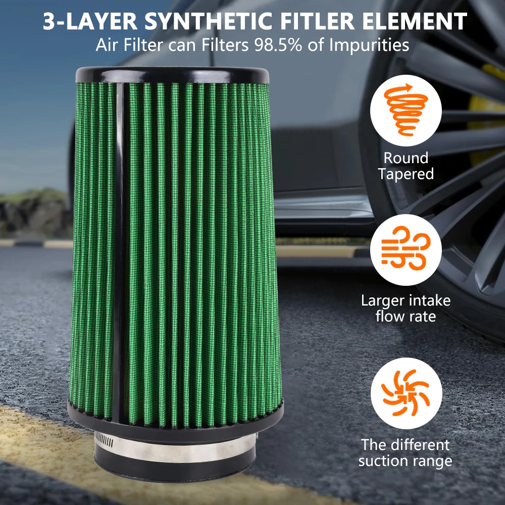 RASTP-3" 3,5" 4" Rennwagen High Flow Kaltlufteinlassluftfilter Drei Größen Konische waschbare Luftfilter 10,6" hoch OFI141 – Detail 6