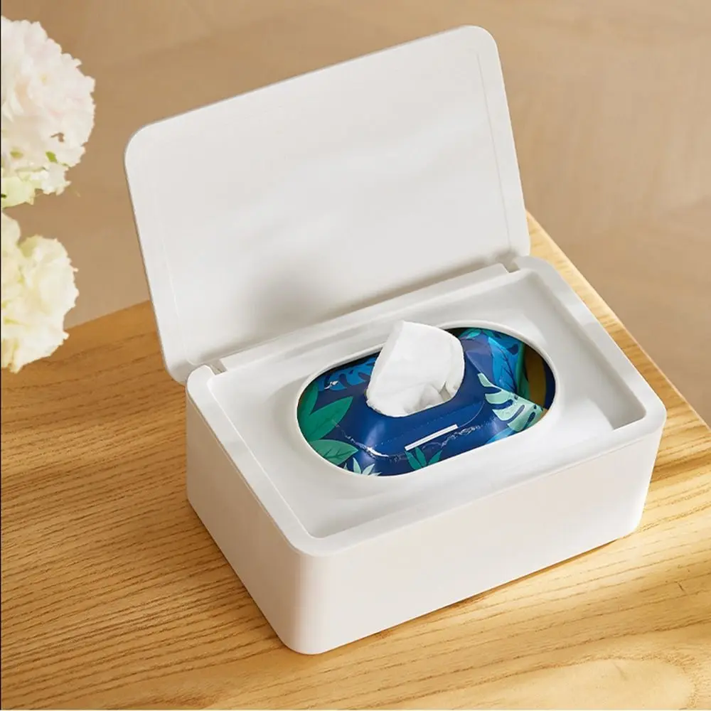 With Lid Wet Wipes Storage Box Pull-out Dust-proof Tissue Dispenser Space Saving Large Opening Sealed Wet Tissue Case Desktop view 3