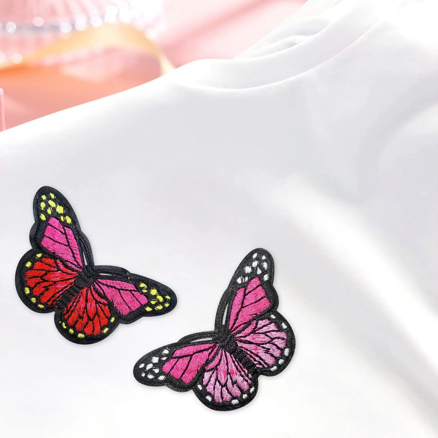 42 Pieces Butterfly Iron on Patches Embroidery Applique Patches for Arts Crafts DIY Decor, Jeans,Jackets, Kid's Clothing