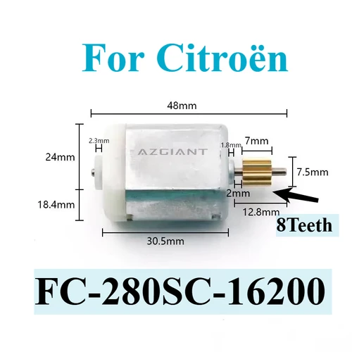 Imagen 1 del producto Motor DC para Citroën Dispatch, C3MK2, C3MK3, C4 1 LC MK1, C4 Cactus MK2, actuador de cerradura de puerta, FC-280SC-16200