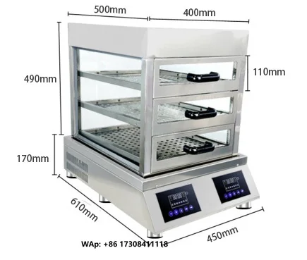 Vertical Catering Food Warmer Steamer Inner Size 50*40 Dual Control 2-hole Anti-dry Stainless Steel Cabinet