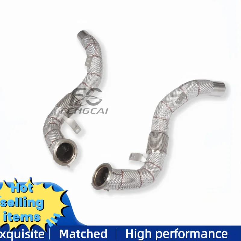 High Flow Stainless Steel Direct Exhaust Downpipe for BMW F85 X5M X6M 4.4T with Heat Shield Auto Parts Modification Upgrade