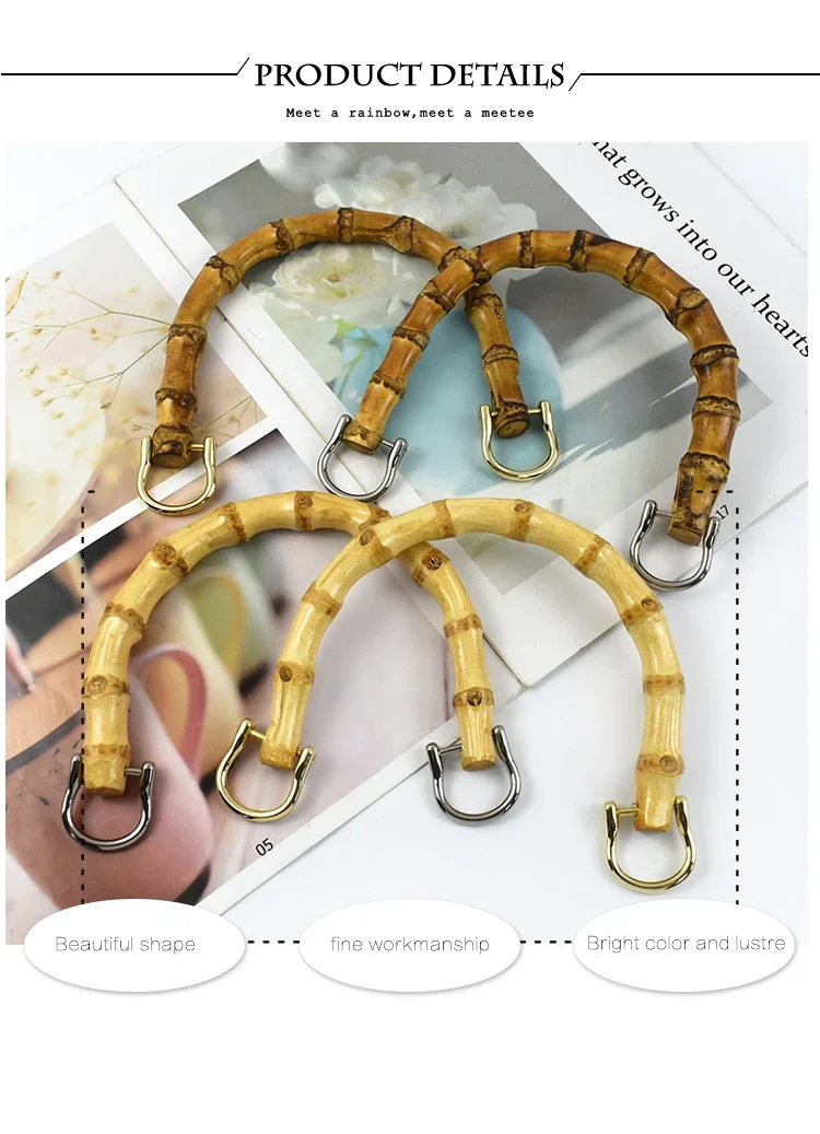 2/4Pcs Deepeel 12cm Natural Bamboo Bag Handles for Women Handbag Handle Purse Frame DIY Handmade Making Bags Replace Accessories