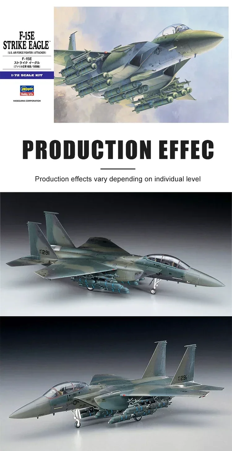 Hasegawa พลาสติกประกอบเครื่องบินรุ่น Kit 00540 อเมริกัน F-15E Fighter เครื่องบินโจมตี 1/72