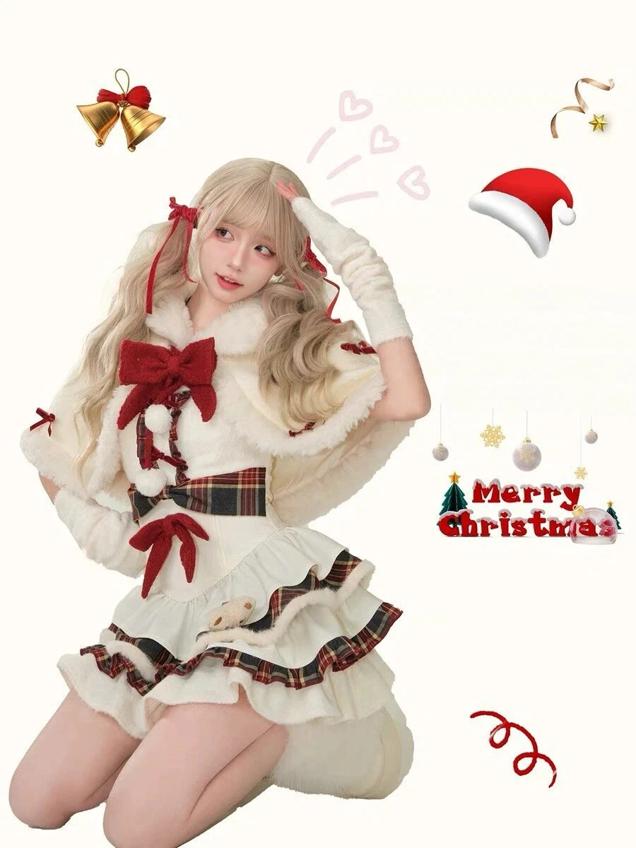 

Лолита, милый зимний рождественский и новогодний халат для девочек, комплект с юбкой-пачкой и торт в виде необработанной накидки