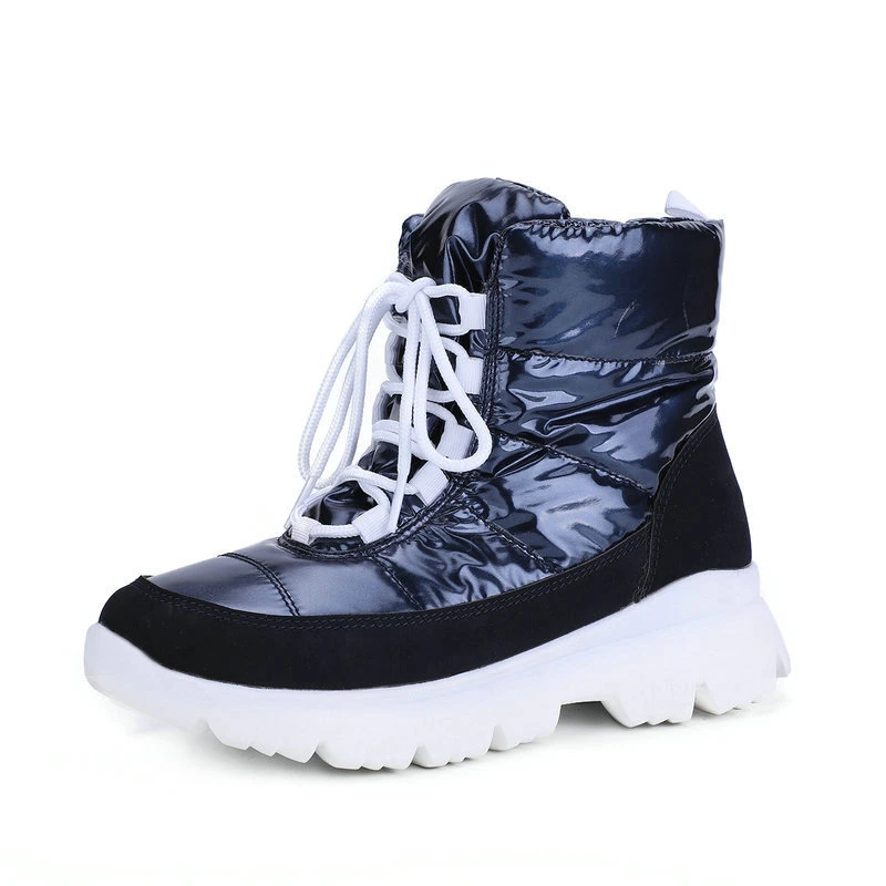 Winter Snow Boots for Women 2022 Lace-Up Female Cotton Shoes Anti-skid Waterproof Outdoor Travel Ladies Ankle Boot with Warm Fur